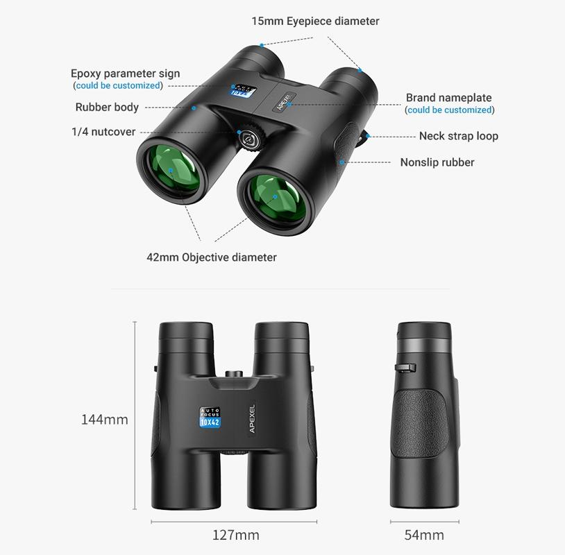 Autofocus 10x42 Binoculars - Fixed Focus Black 5