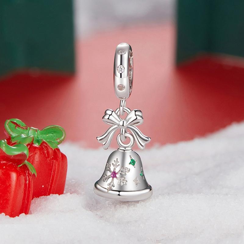 925 Sterling Silver Bow Bell Bracelet Pendant Festival Beads 4