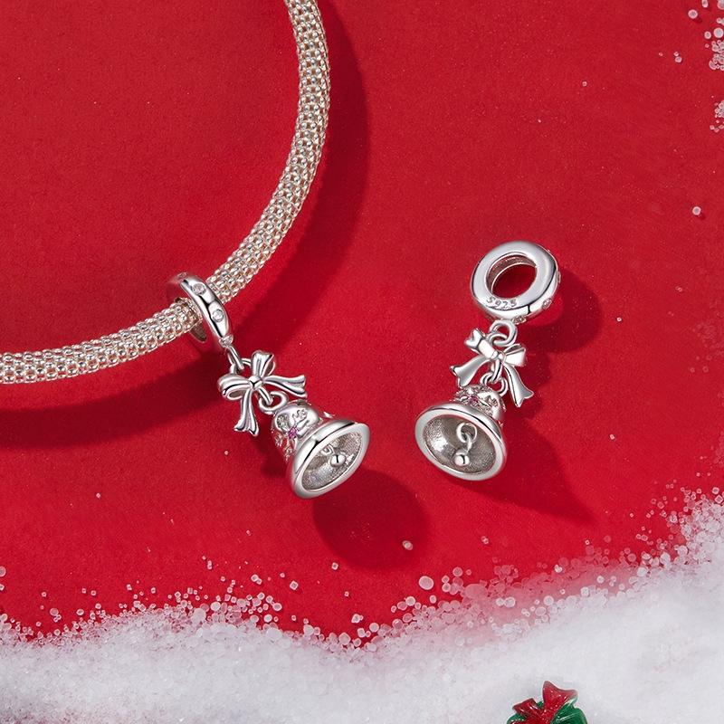 925 Sterling Silver Bow Bell Bracelet Pendant Festival Beads 5