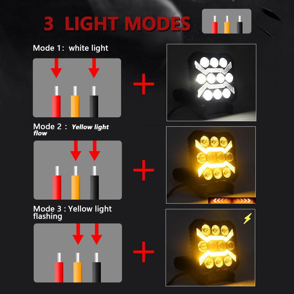 4 Inch Square Mixed Luminous Arch Bridge Angel Eye Car Work Light 7