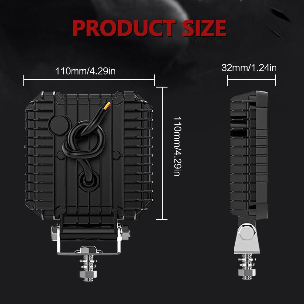 4 Inch Square Mixed Luminous Arch Bridge Angel Eye Car Work Light 11