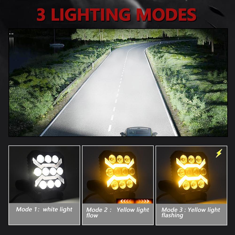 4 Inch Square Mixed Luminous Arch Bridge Angel Eye Car Work Light 13