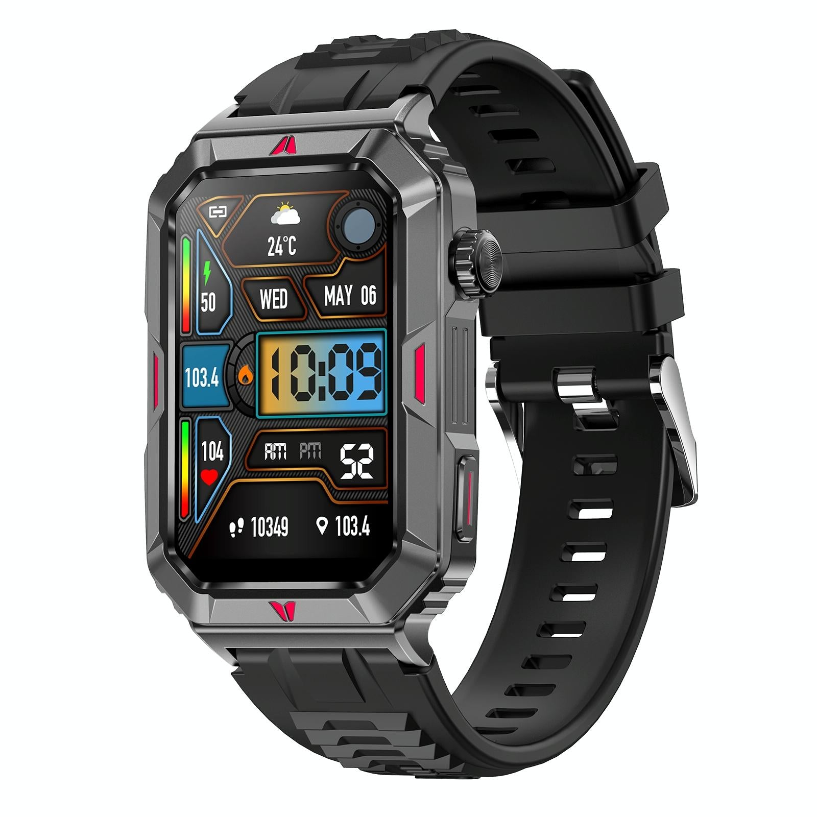 Smart Bracelet With Sleep Detection And Silicone Strap - Bt5.2 - Black