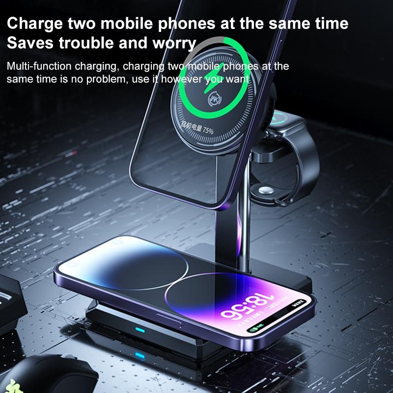 15W 4 In 1 Magnetic Wireless Charger Stand - Black 6