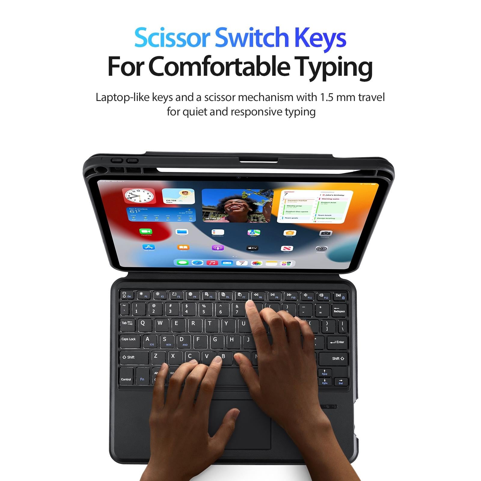 Black Magnetic Bluetooth Keyboard Tablet Case - For Ipad 10Th Gen 10.9 2022 8