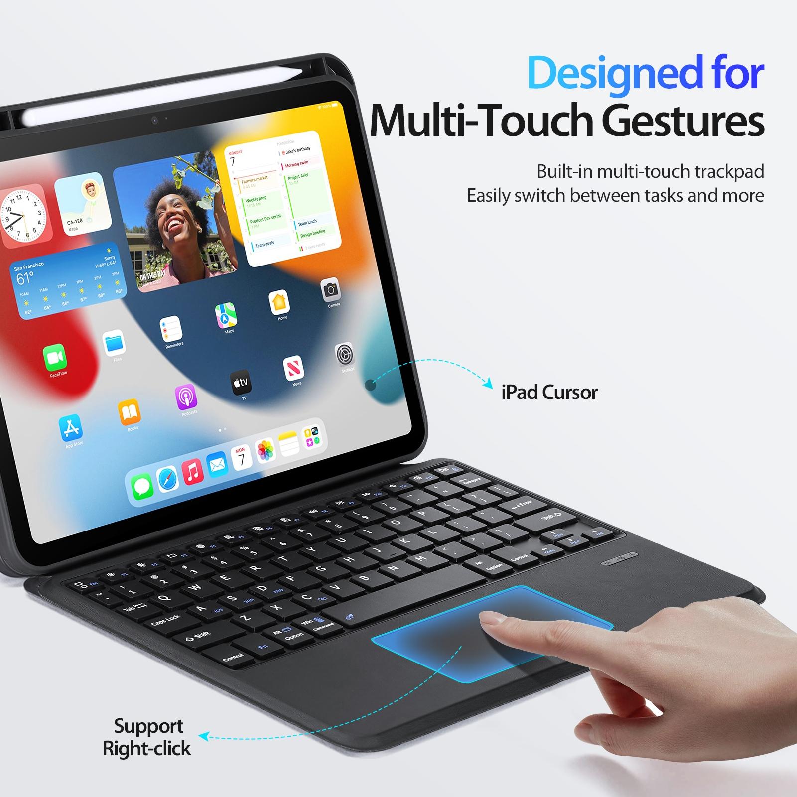 Black Magnetic Bluetooth Keyboard Tablet Case - For Ipad 10Th Gen 10.9 2022 9