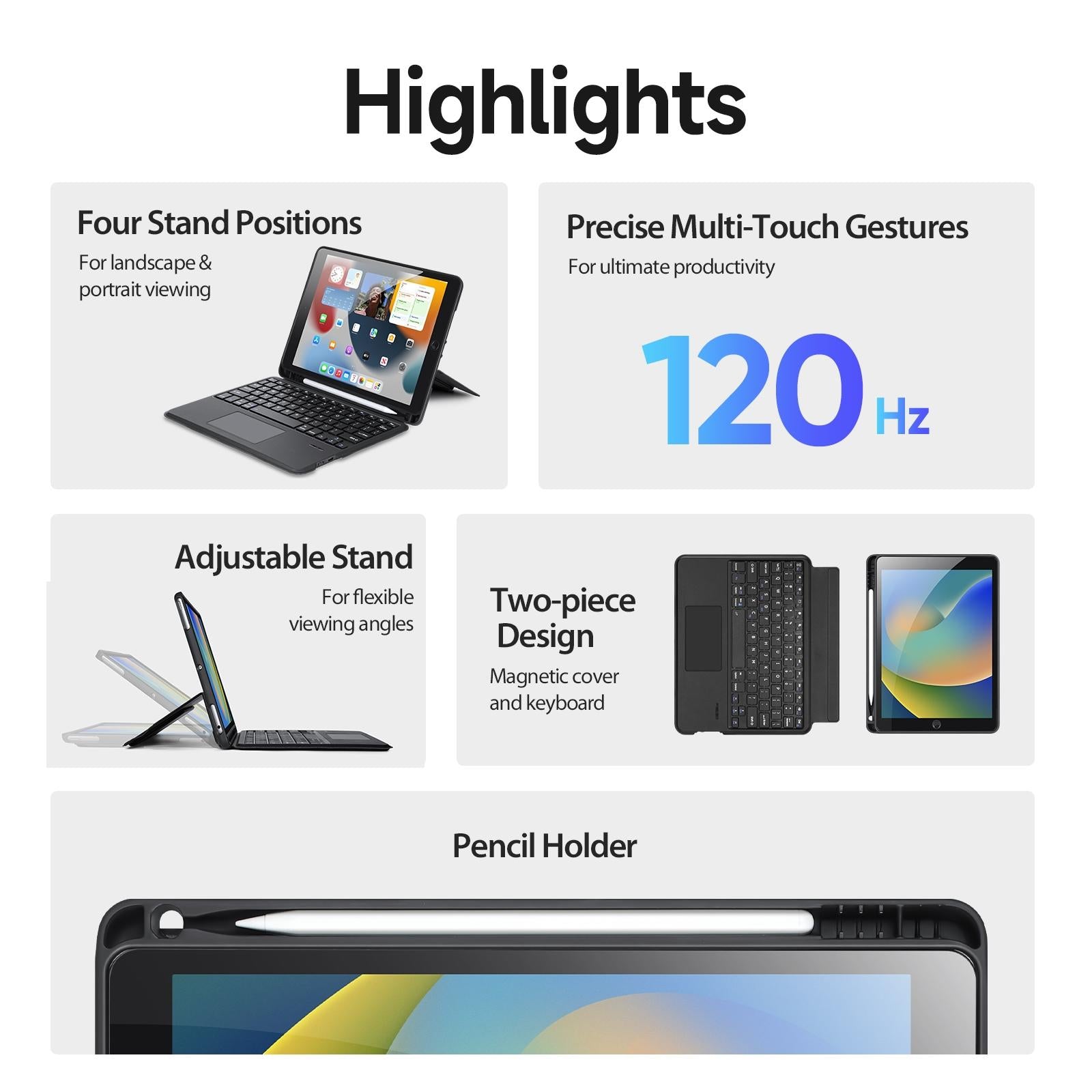 Black Magnetic Bluetooth Keyboard Tablet Case - For Ipad 10Th Gen 10.9 2022 13