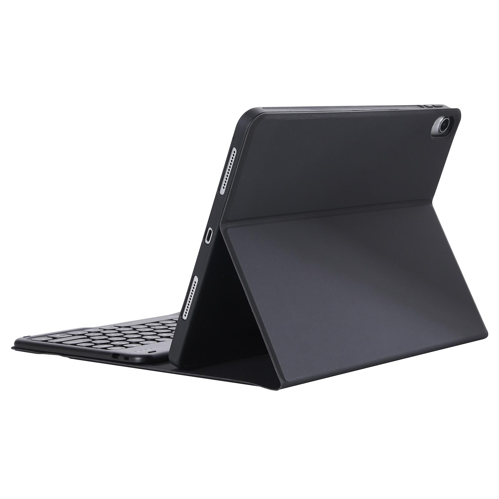 Detachable Bluetooth Keyboard Leather Case For Ipad Air 4 / 5 - Candy Colour Skin Texture - 10.9 Inch - Black 7