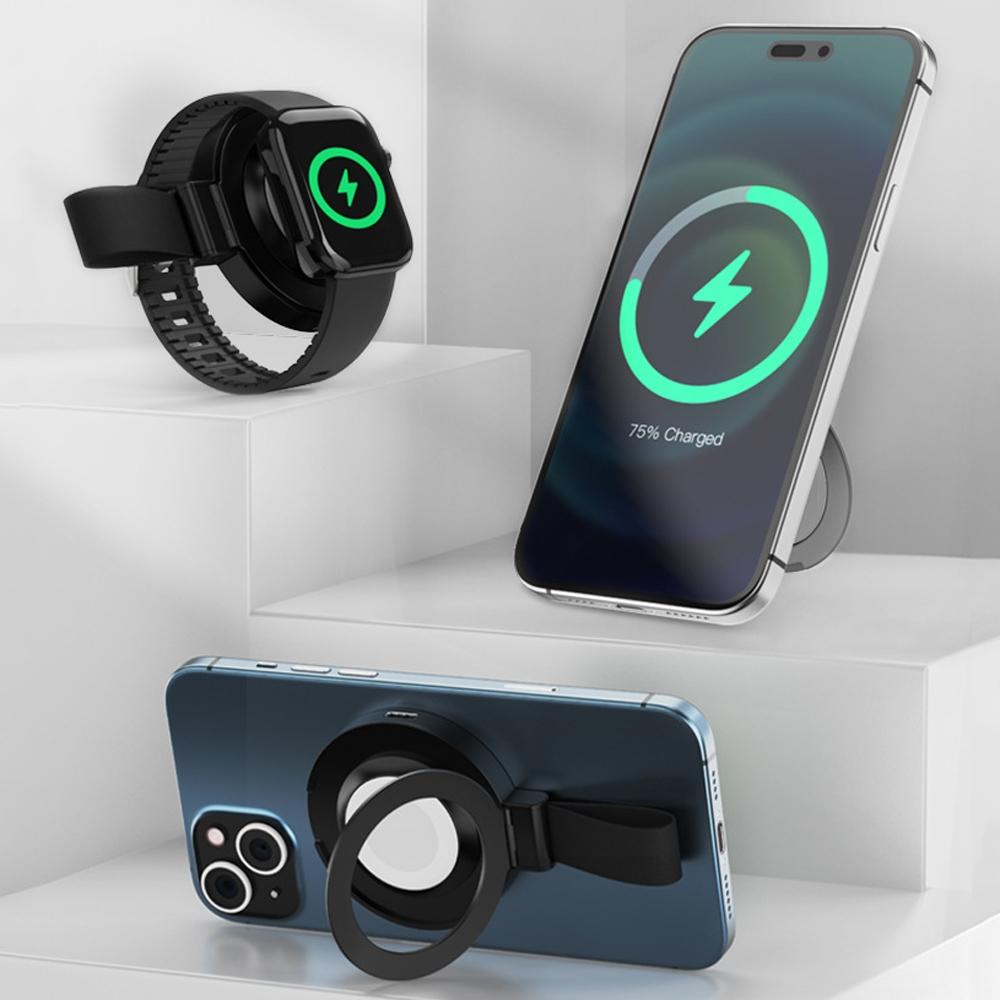 3 In 1 Magnetic Wireless Charger With Phone Ring Black 3