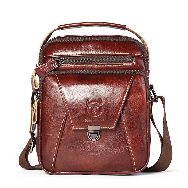 Large Capacity Retro Cowhide Shoulder Bag Brown