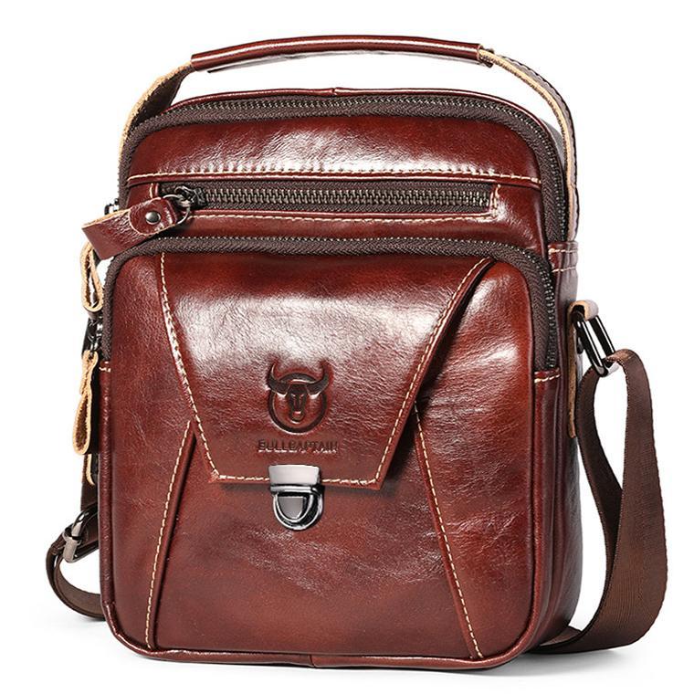 Large Capacity Retro Cowhide Shoulder Bag Brown 3