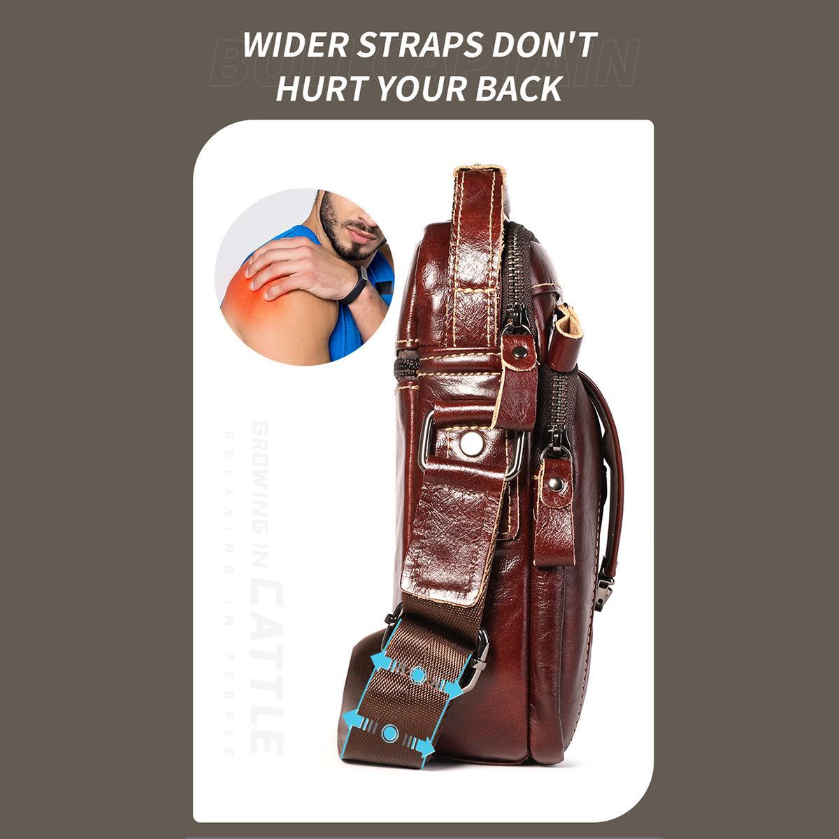 Large Capacity Retro Cowhide Shoulder Bag Brown 6