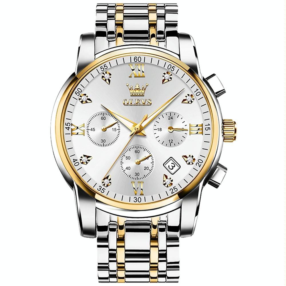Waterproof Quartz Watch for Men - Multifunctional Business Design - Blue + Gold 12