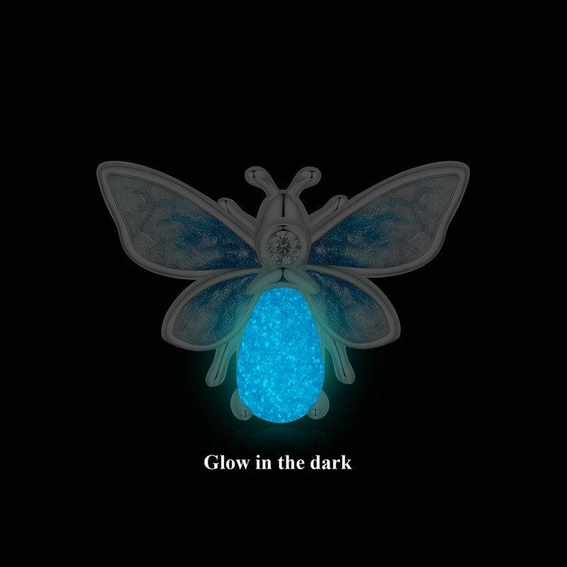 925 Sterling Silver Blue Luminous Zircon Bee Silicone Diy Beads 3
