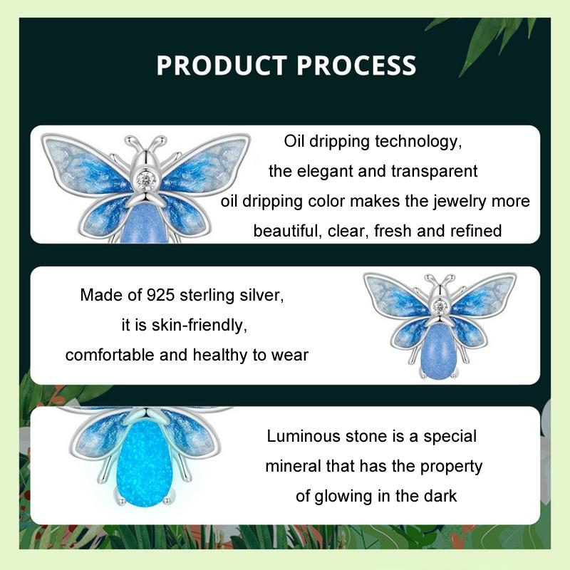 925 Sterling Silver Blue Luminous Zircon Bee Silicone Diy Beads 6