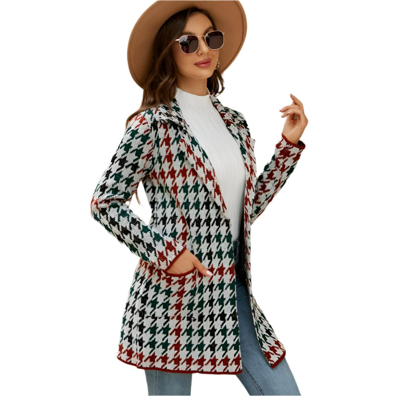 Autumn And Winter Long Sweater Collision Colour Knitted Cardigan Trench Coat - Light Grey - S