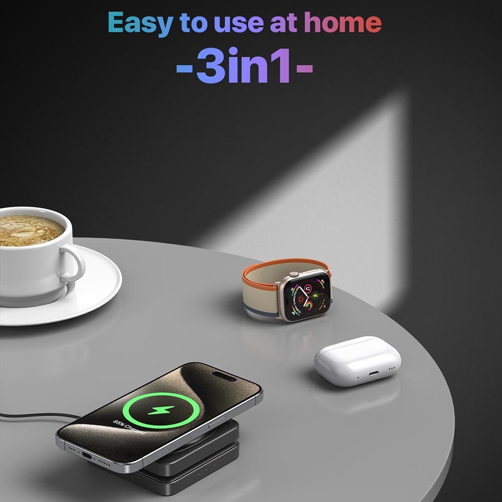 Portable Magnetic Wireless Charger Fast Charging Black 3