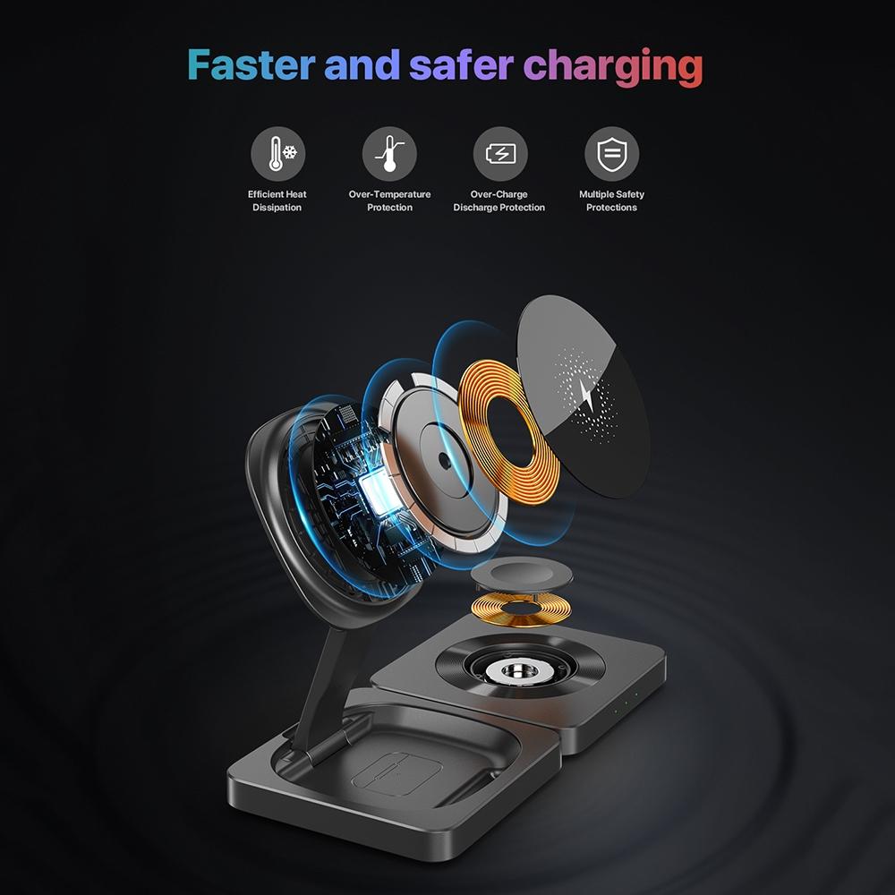 Portable Magnetic Wireless Charger Fast Charging Black 6