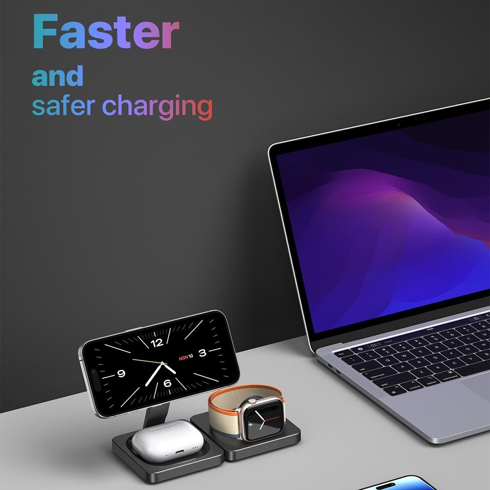 Portable Magnetic Wireless Charger Fast Charging Black 7