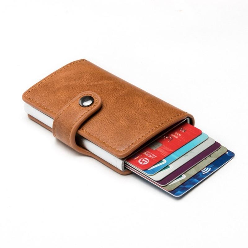 Rfid-protected Leather Card Wallet - Pu Material - Red 5