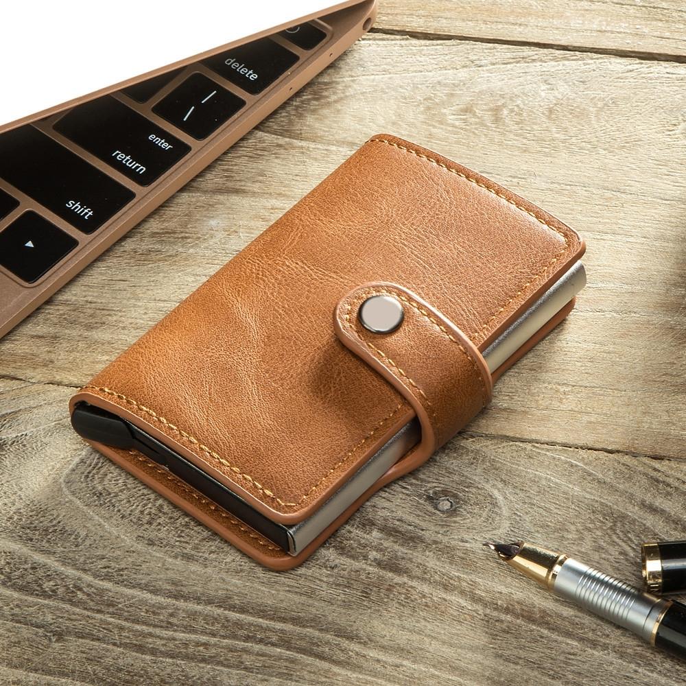 Rfid-protected Leather Card Wallet - Pu Material - Red 6