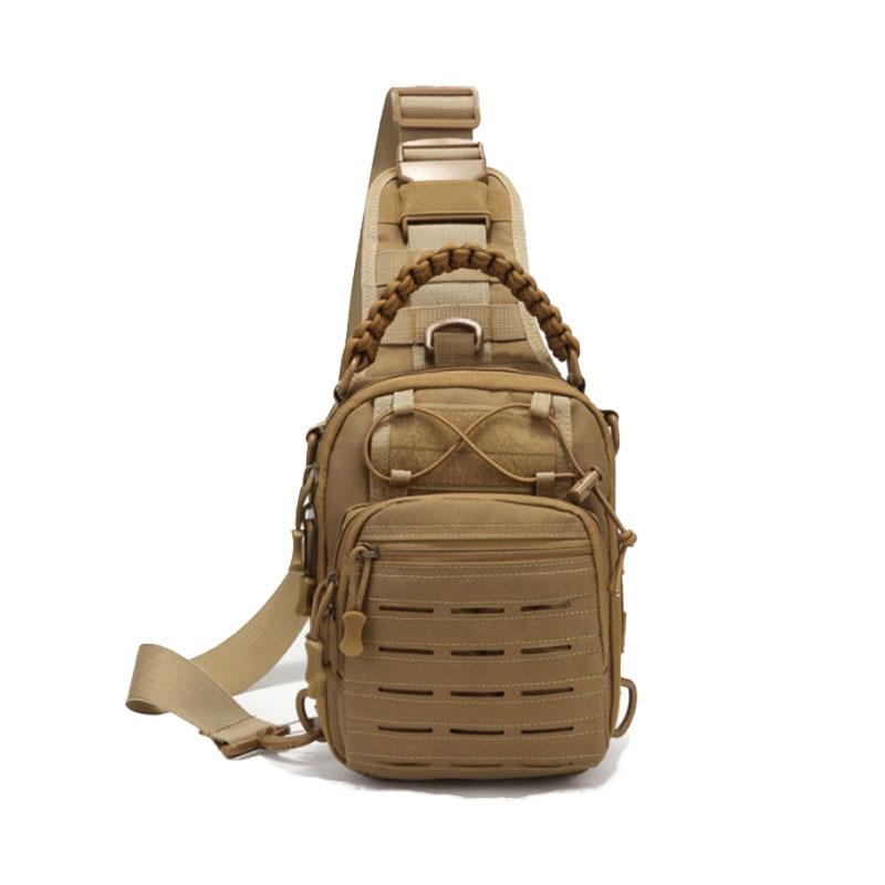 Multifunctional Laser Cut Crossbody Bag For Outdoor Sports - Khaki