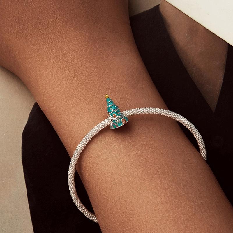 925 Sterling Silver Christmas Tree House Bracelet Beads 7