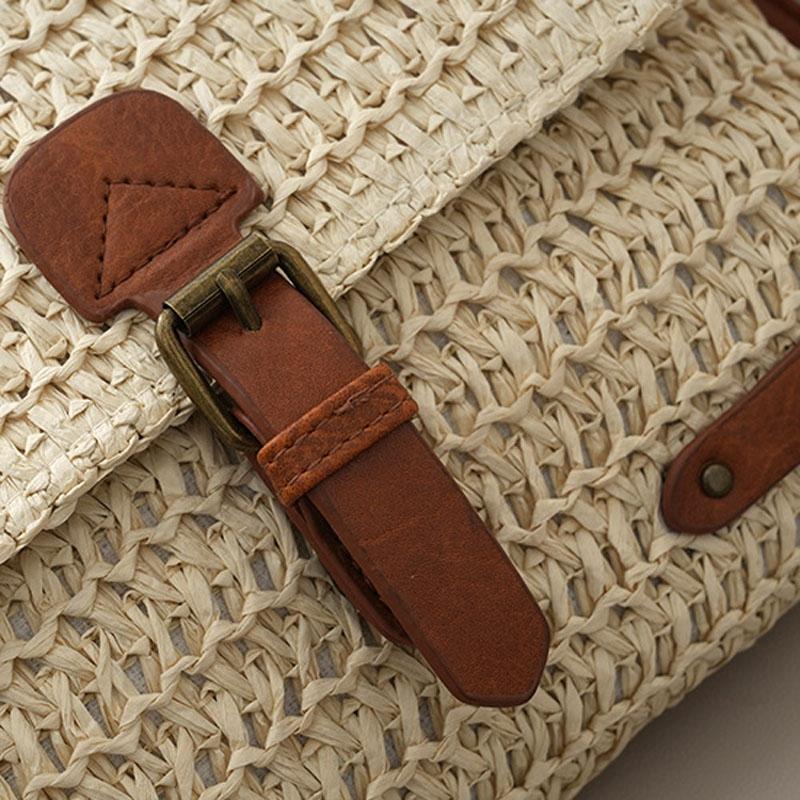 Vintage Crossbody Straw Bag For Women - Khaki 4