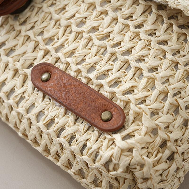Vintage Crossbody Straw Bag For Women - Khaki 5