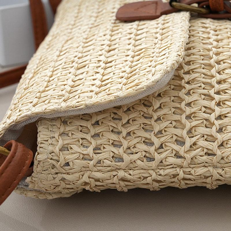 Vintage Crossbody Straw Bag For Women - Khaki 6