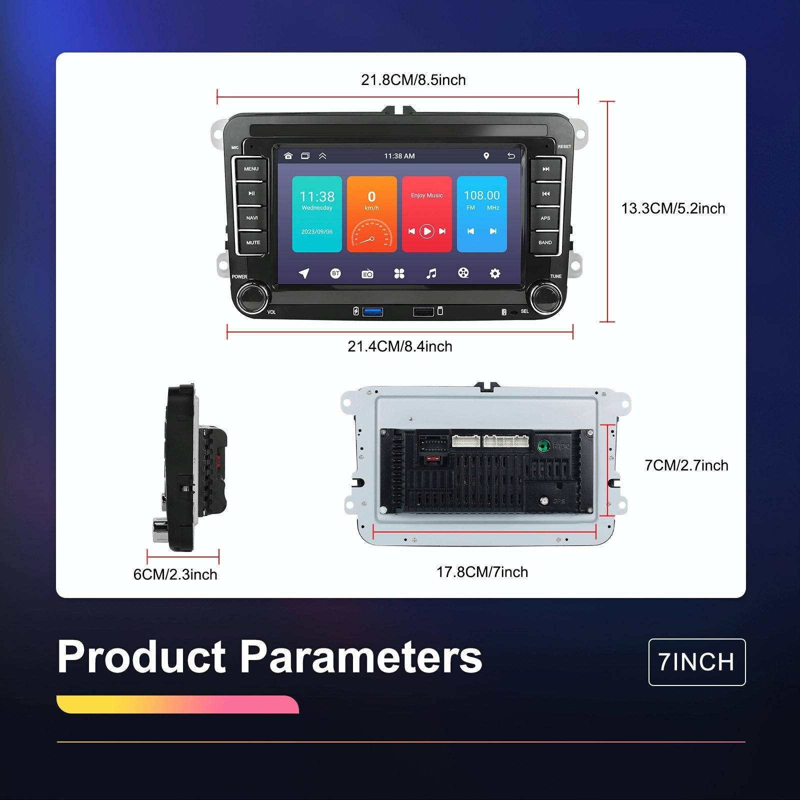 Android Carplay Navigation For Vw / Skoda - 1 + 32G Screen Reversing Camera 7