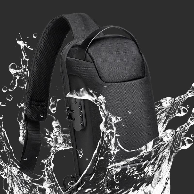 Men's Anti Theft Oxford Chest Bag - Black 6