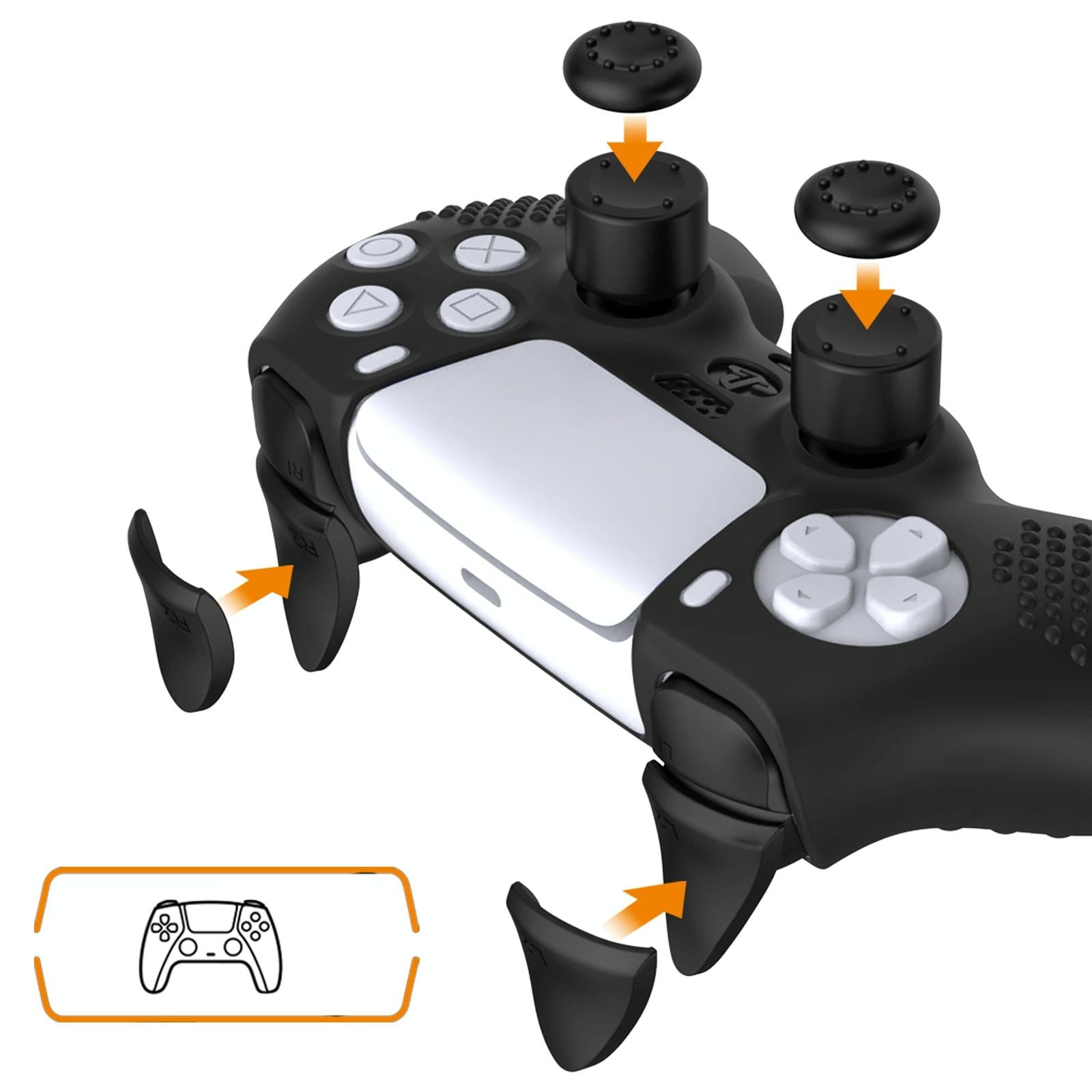 Black Polka Dot Silicone Joystick Cover for Ps5 Controller 3