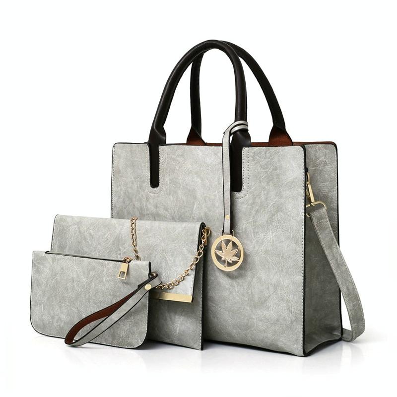Versatile Leather Tote Bag for Women - 3-in-1 Design - Black 3