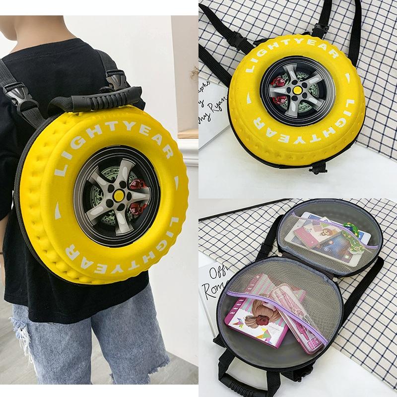 Kindergarten Shoulder Bag - Tire Shaped for Kids - Yellow 7
