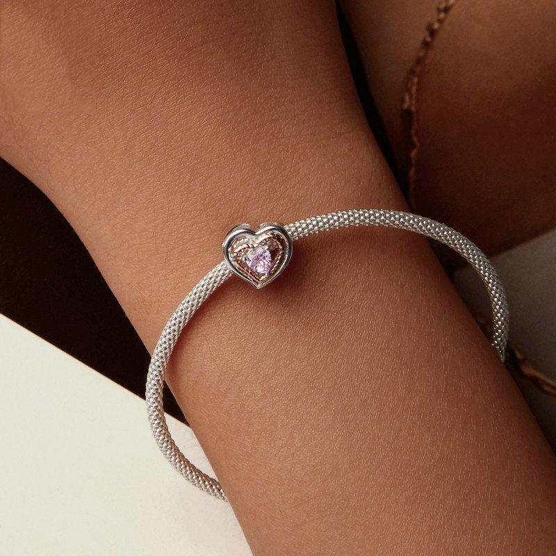925 Sterling Silver Rose Gold Heart Hollow Diy Beads 7