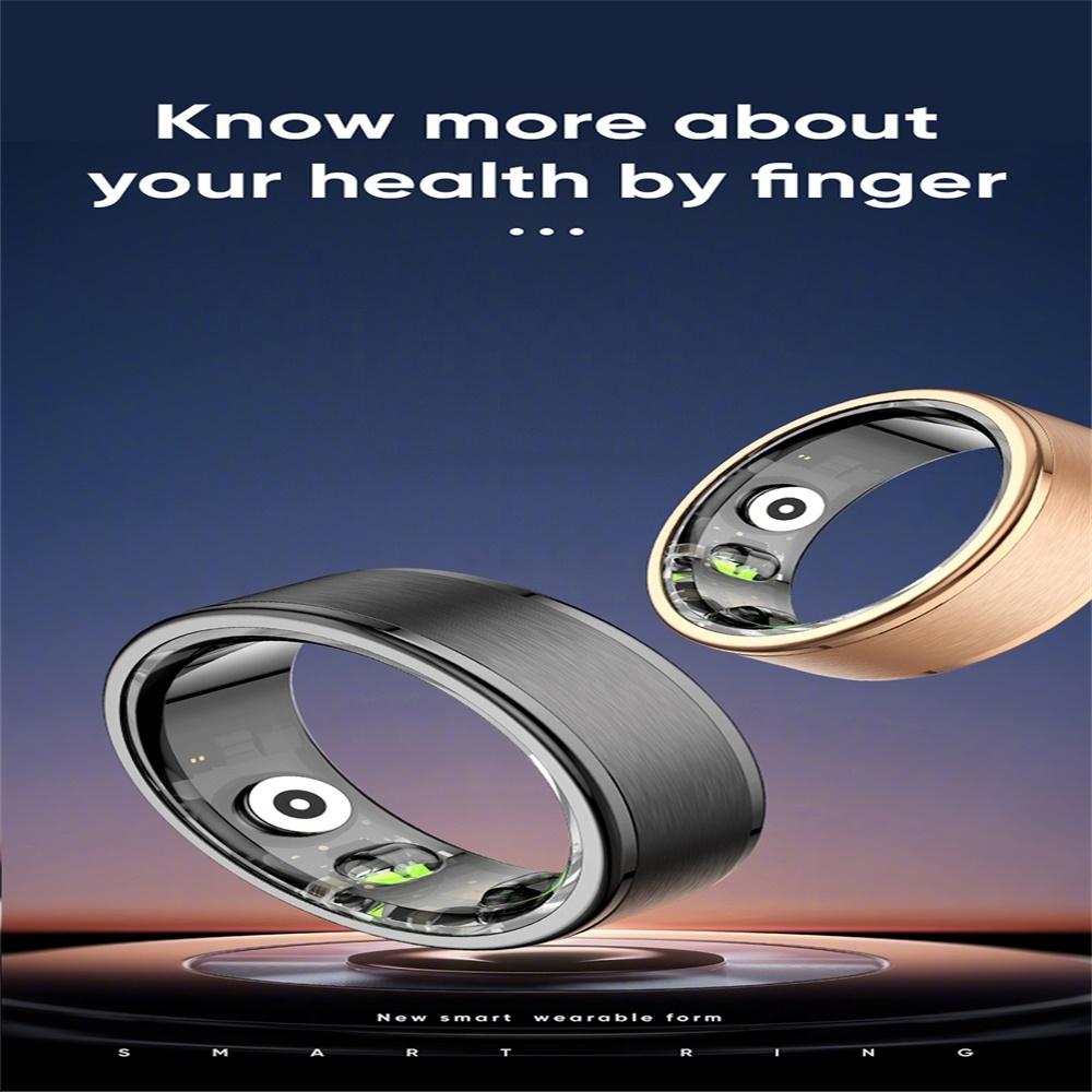 Smart Ring With Heart Rate Blood Oxygen Sleep & Sports Modes - Size 10 - Black 6