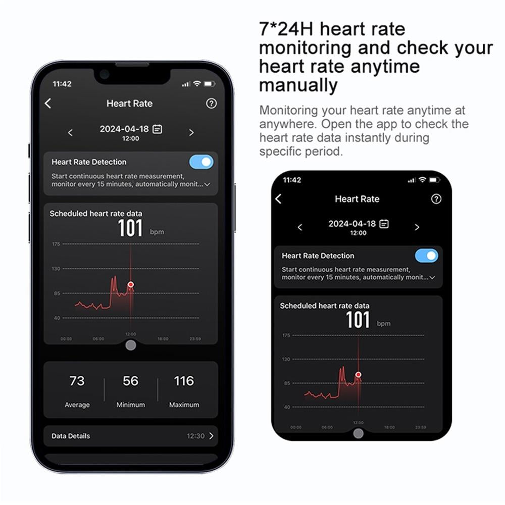 Smart Ring With Heart Rate Blood Oxygen Sleep & Sports Modes - Size 10 - Black 10
