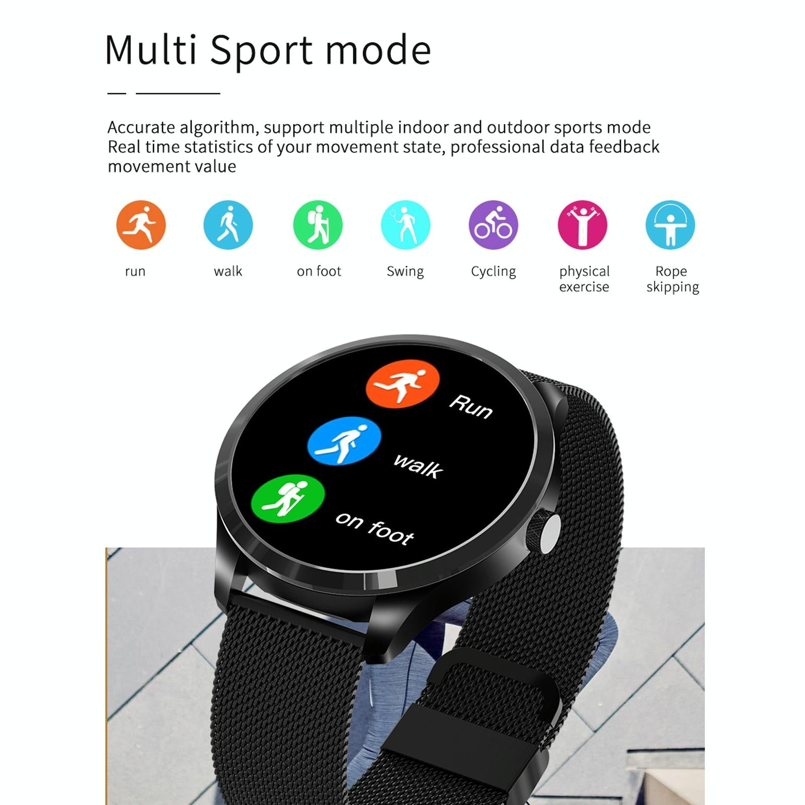 1.28 Inch Ips Colour Screen Ip67 Waterproof Smart Watch Support Blood Pressure Monitoring / Heart Rate Monitoring / Sleep Monitoring - Black Gold 8