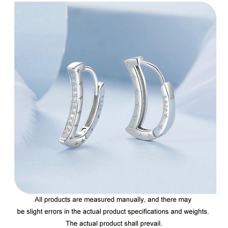 925 Sterling Silver Platinum Plated Zircon Crescent Earrings 6