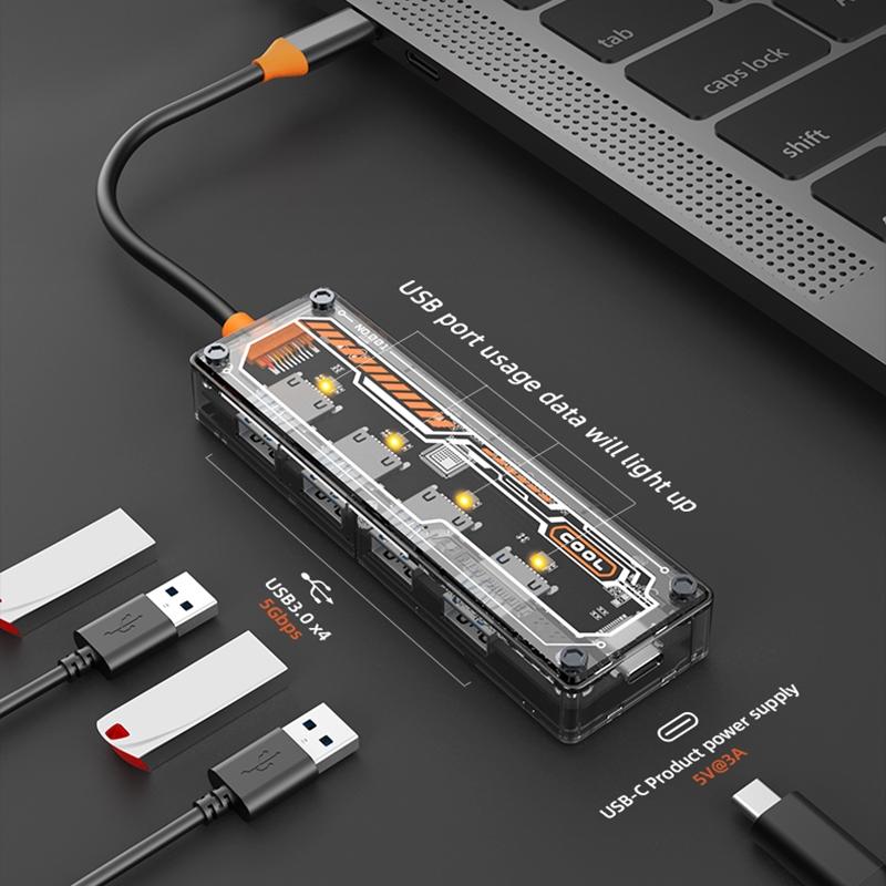 5-In-1 Usb Type-C Docking Station With 4 Usb3.0 Ports Grey 5