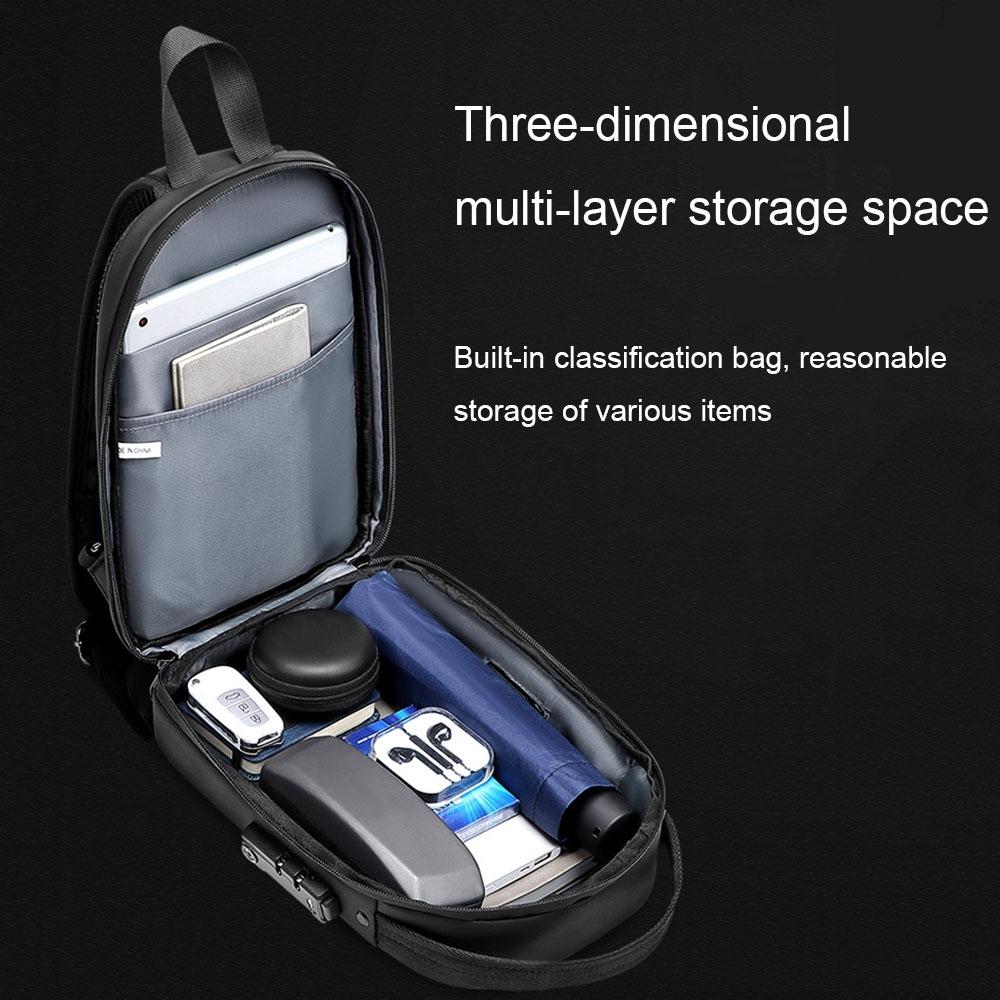 Waterproof Chest Bag Usb Port Lightweight Outdoor Shoulder Messenger Bag 13