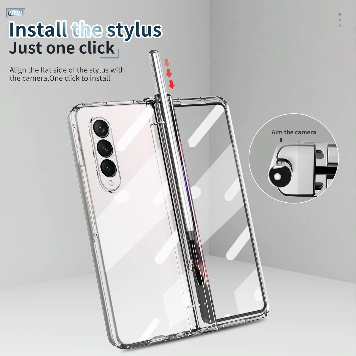 For Samsung Galaxy Z Fold4 5G Full Body Phone Case with Integrated Hinge and Pen Slot - Rose Gold 8