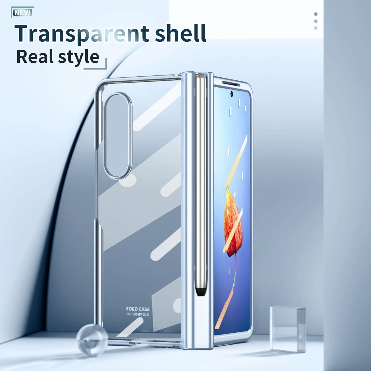 For Samsung Galaxy Z Fold4 5G Full Body Phone Case with Integrated Hinge and Pen Slot - Rose Gold 9