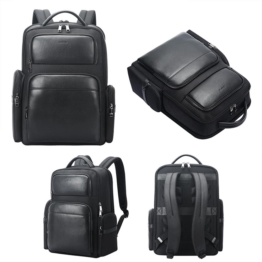 Large-capacity Business Laptop Backpack with Usb & Type-c Port - First-layer Cowhide Black 3