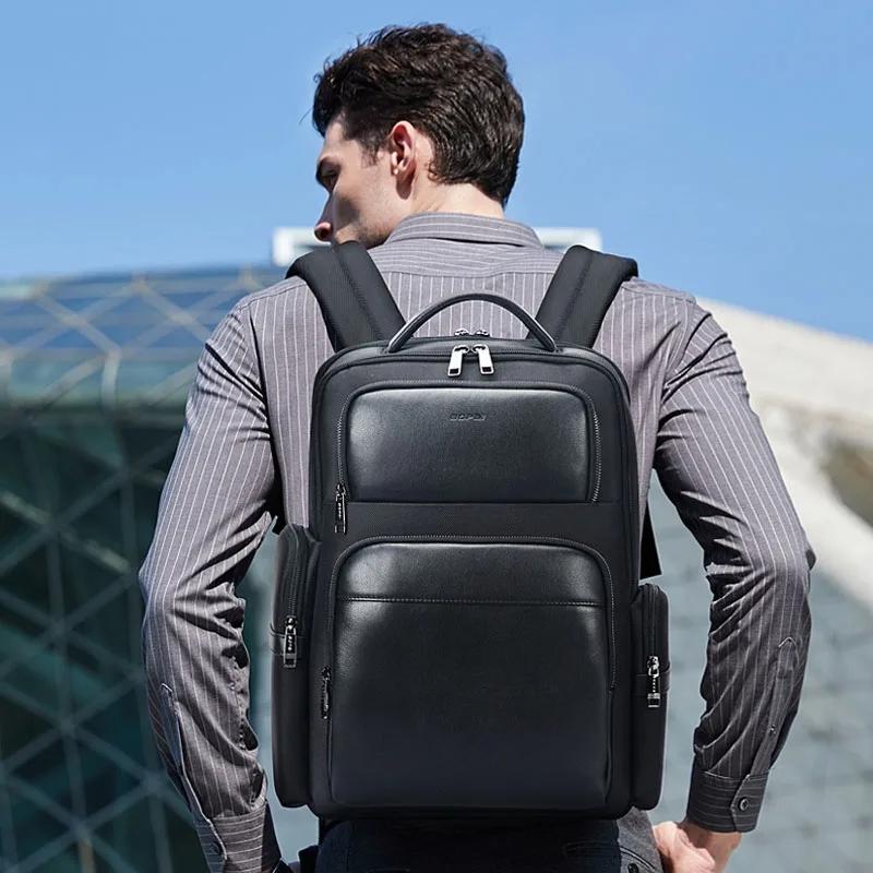 Large-capacity Business Laptop Backpack with Usb & Type-c Port - First-layer Cowhide Black 4
