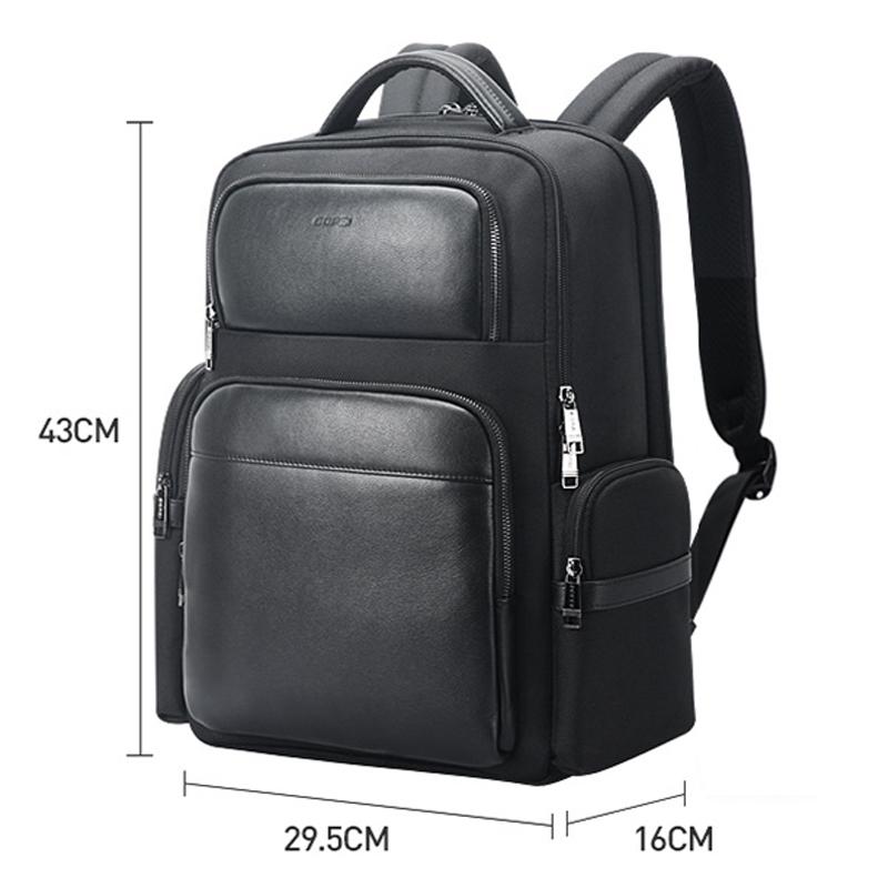 Large-capacity Business Laptop Backpack with Usb & Type-c Port - First-layer Cowhide Black 5