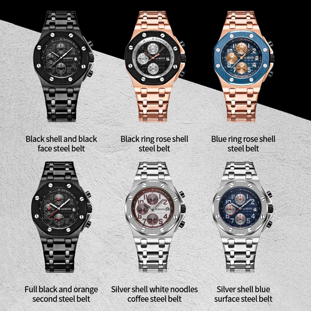 Waterproof Luminous Men Watch with Steel Strap - 6100d - Black + Rose Gold 3