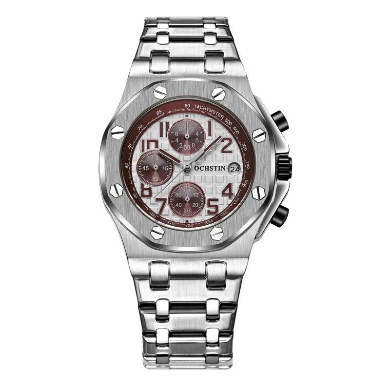 Waterproof Luminous Men Watch with Steel Strap - 6100d - Black + Rose Gold 9