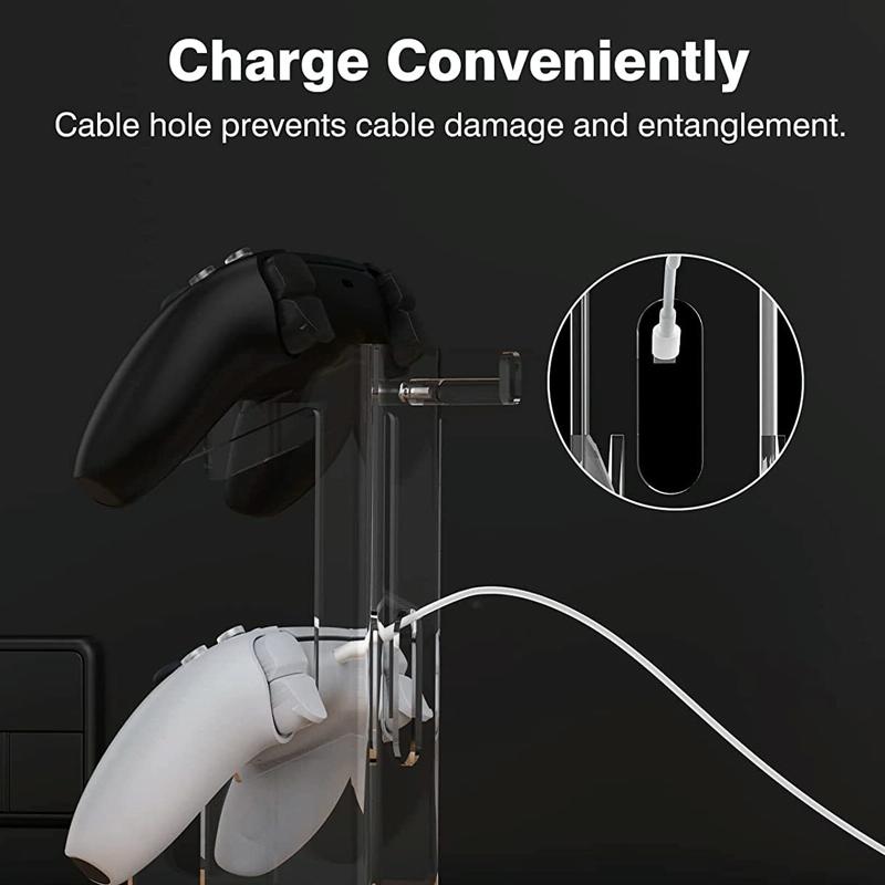 Black Acrylic Game Controller Display Stand With Headphone Hanger 5